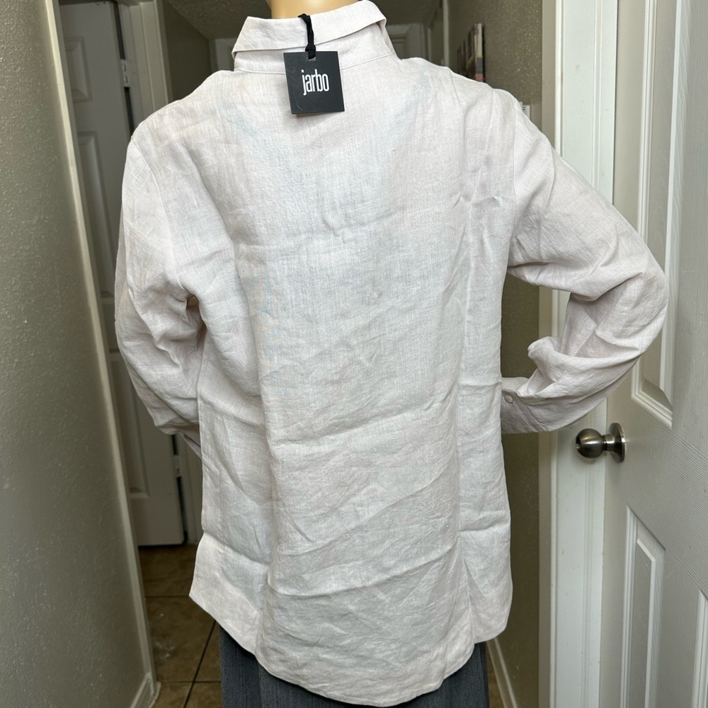 Jarbo Button Down Shirt White Cotton Blend Long Sleeve size 2. US medium - Picture 8 of 16